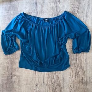Express teal blue boho top size large